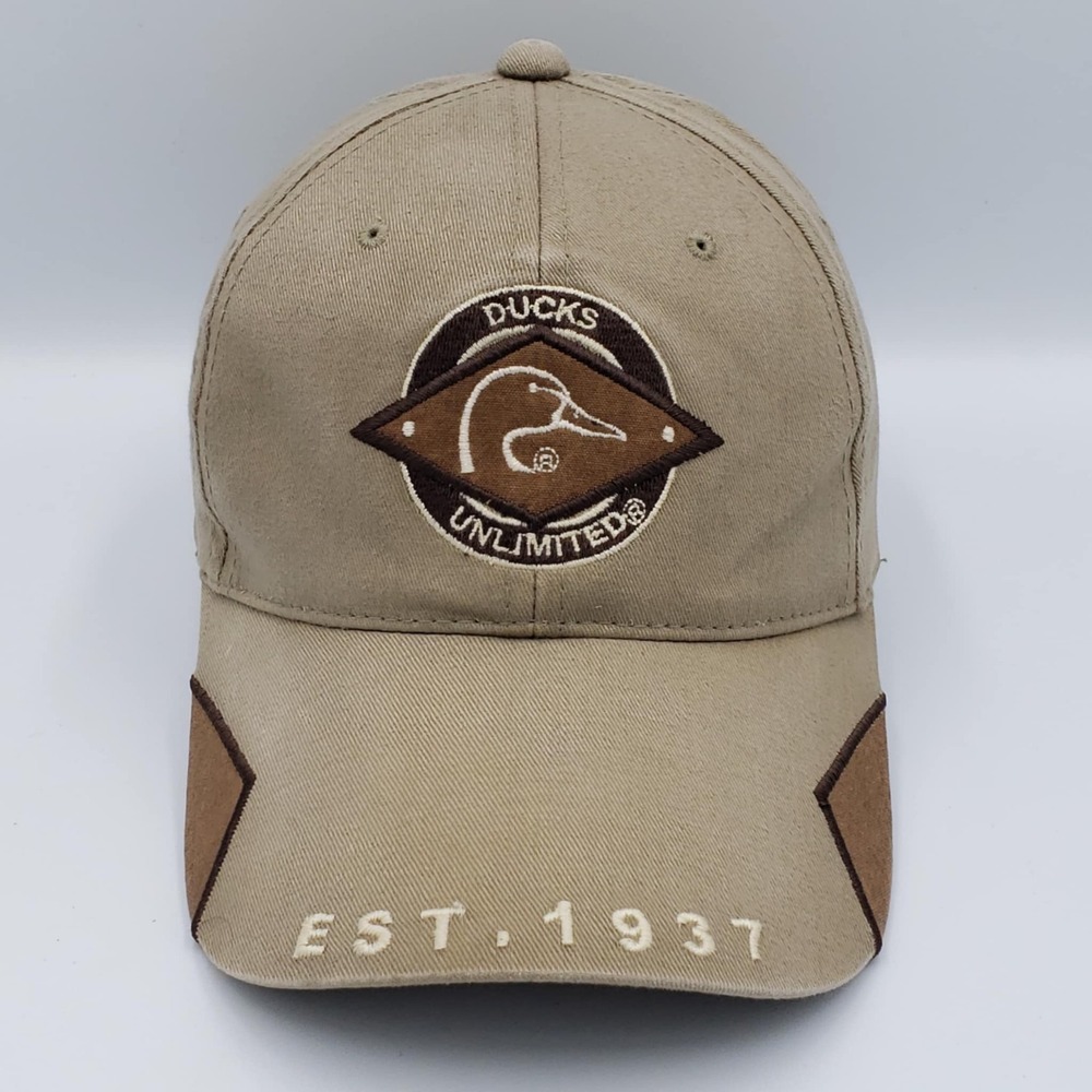 Ducks Unlimited Est.1937 Wood Duck Brown Khaki Embroidered Snapback Hat Cap